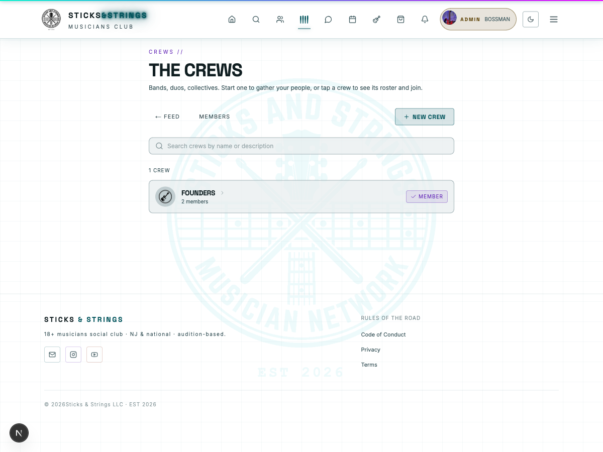Crews — small groups inside the club